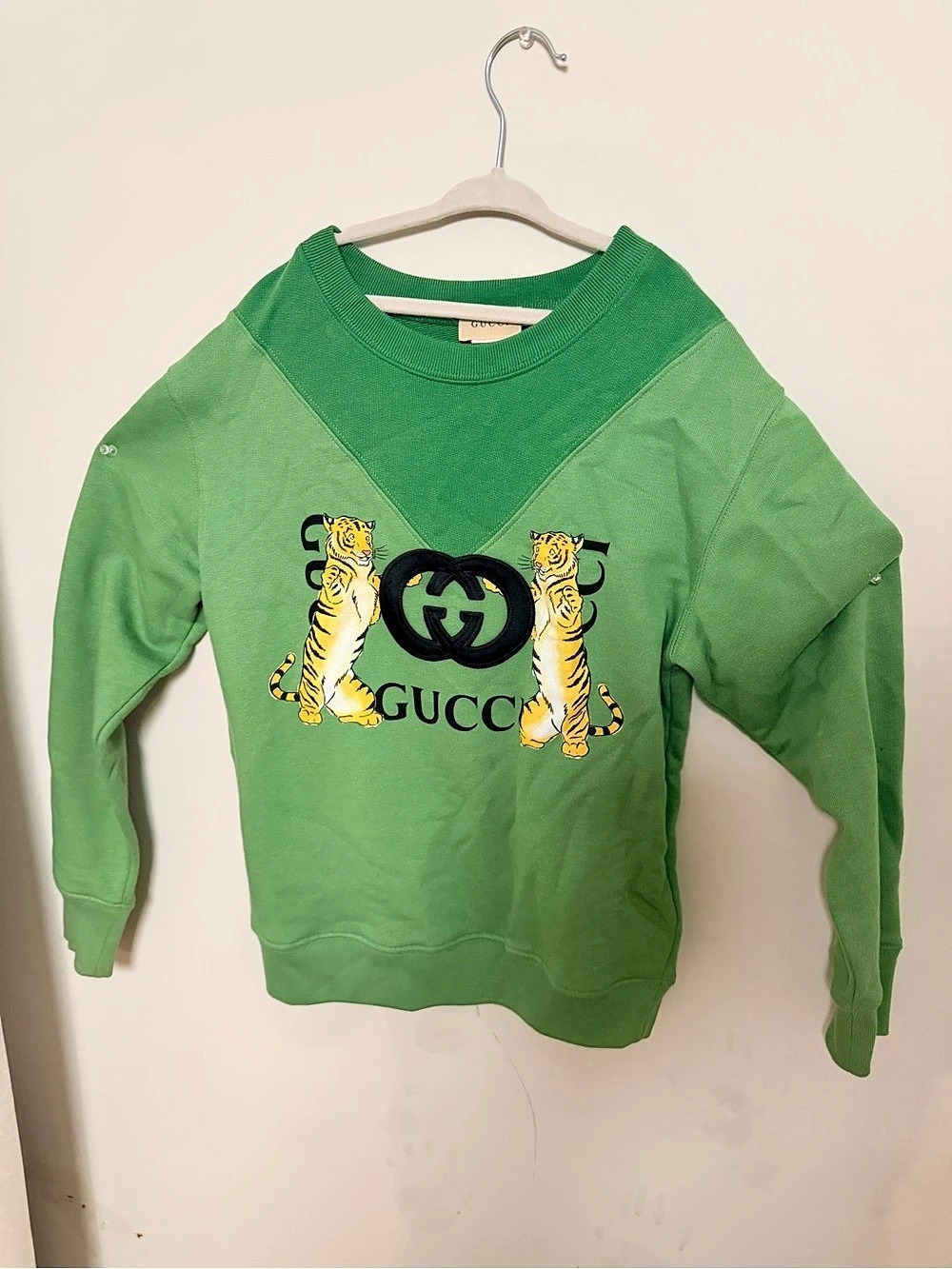 Gucci Kids Tiger Interlocking G Sweatshirt Boys Size 10 Green